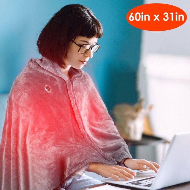 Cordless Heated Shawl 60 x 31" iMounTEK Wearable Heated Blanket Shawl