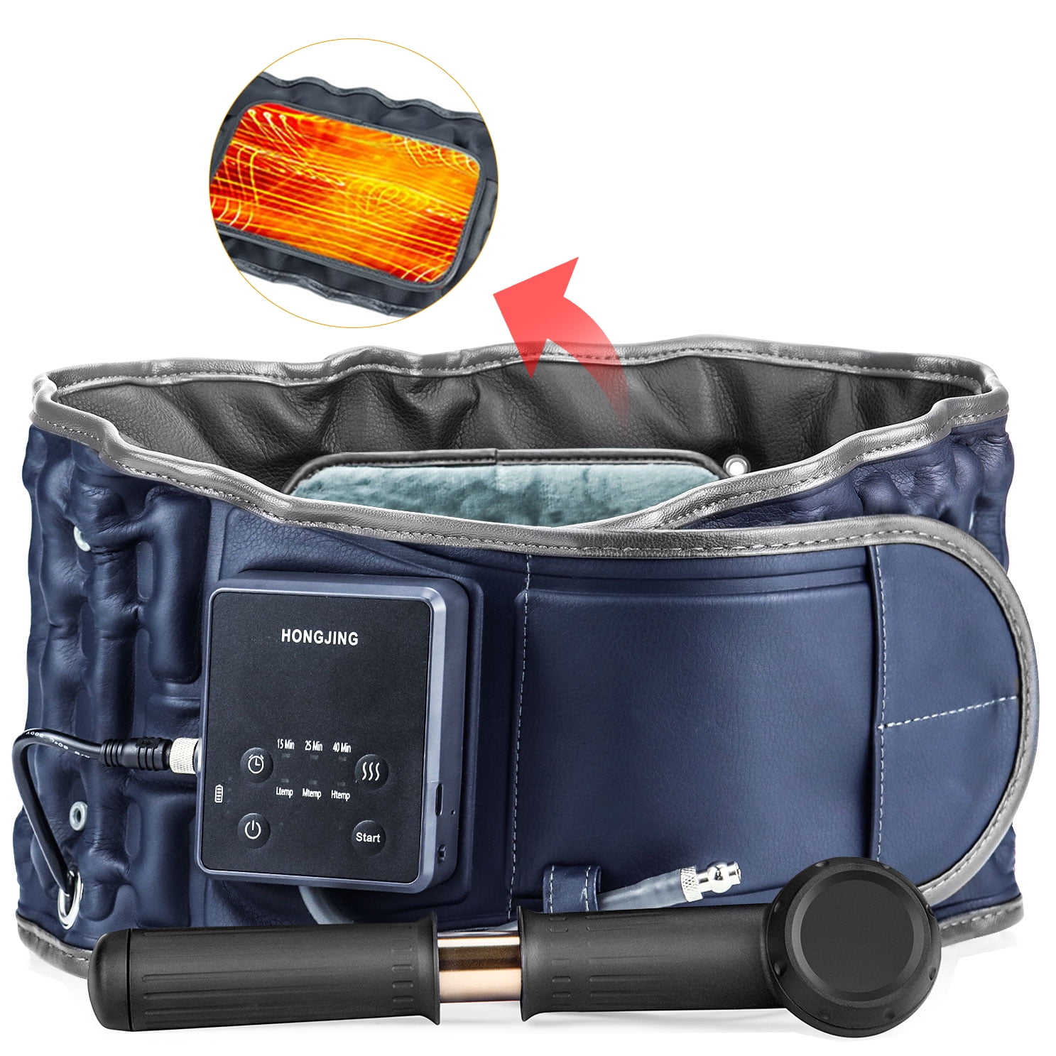 Cordless Heated Waist & Lumbar Belt for Lower Back Pain Relief, HONGJING Back