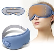 Heated Massage Eye Mask, Heating Sleeping Eye Mask with 3 Level Heating, 5 Vibration Modes, 4 Massage Points, 30min Auto Off for Relax Eye Strain, Blue