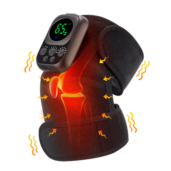 Cordless Heating Knee Massager, 3 in1 Wraps for Knee Shoulder Elbow, Heating Pad with 3 Level Force and 6 Temperature Levels, Relieve Joint Pain And Pressure, Suitable For Office, Study