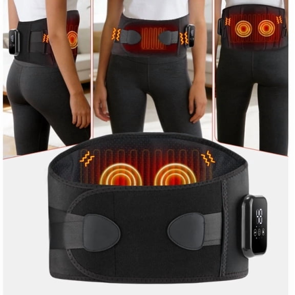 Cordless Heating Pad for Back, Lower Back Massager with Heat, Lower Back Brace, 3 Plastic Steel Support Plates & 2 Elastic Straps, 15-Min Timer, Breathable