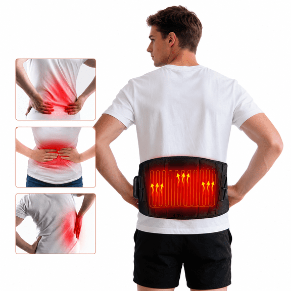 Portable Heating Pad for Back and Abdomen, Cordless Lower Back Massager with 3 Heat & 3 Massage, Smart Timer Back Brace, Gifts for Women Men Mom Dad Seniors