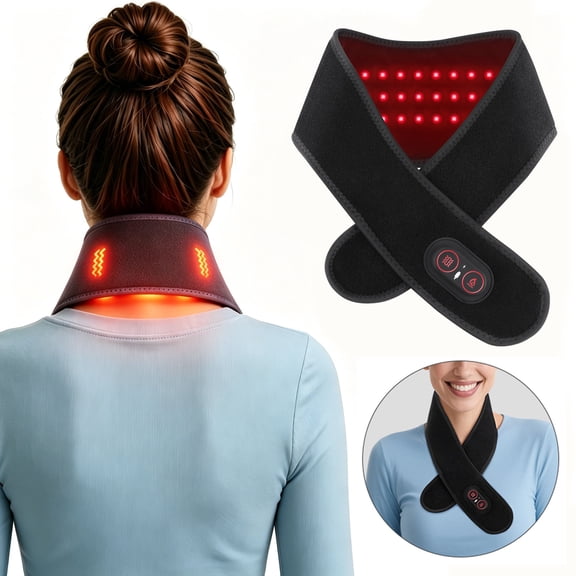 Neck Heating Pad with Vibration Massage, Cordless Heated Neck Wrap with 3 Heating and 3 Vibration, Rechargeable Neck Warmer for Relaxtion, Black