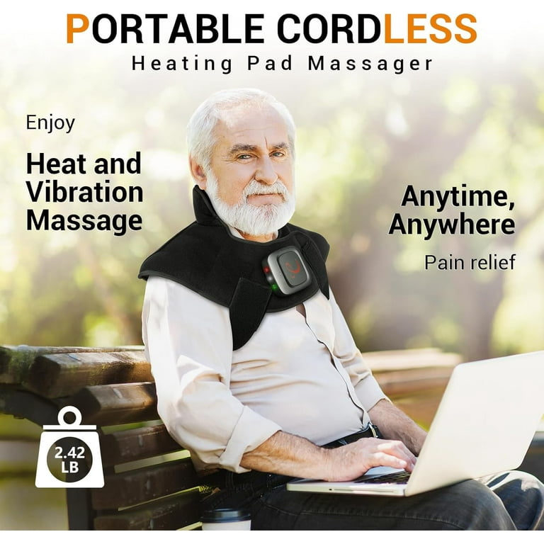 Comfheat Cordless Weighted Heating Pad For Neck And Shoulder, Rechargeable Heating Wraps With 5000mAh Battery, 3 Heat Levels, Auto-Off Timers, Gifts For Women Men Mom Dad