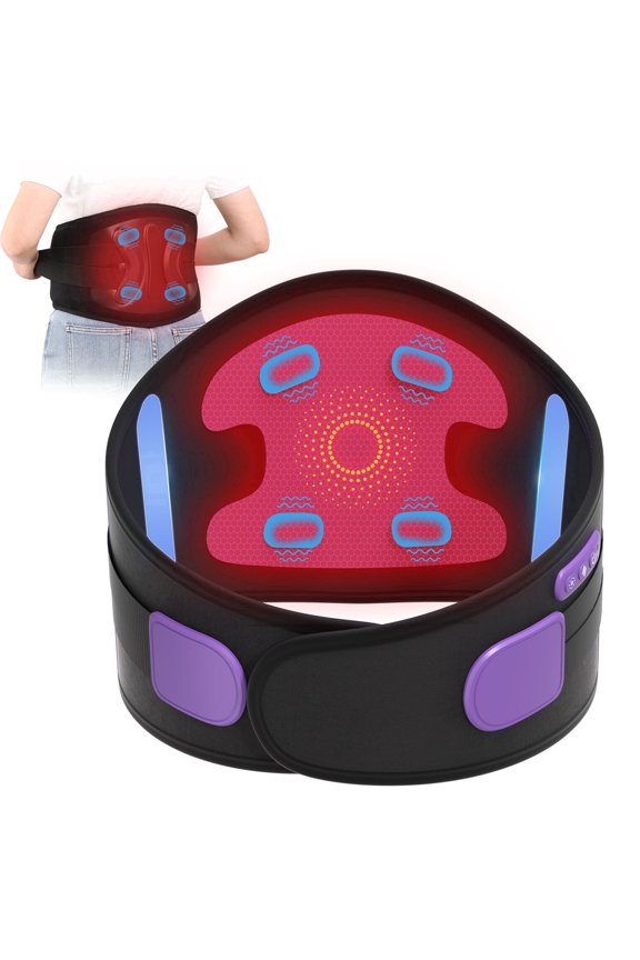 Cordless Heating Pad for Back, 10000mAh Heated Back Brace with Airbag Lumbar Support, 3 Heat Levels and Vibration