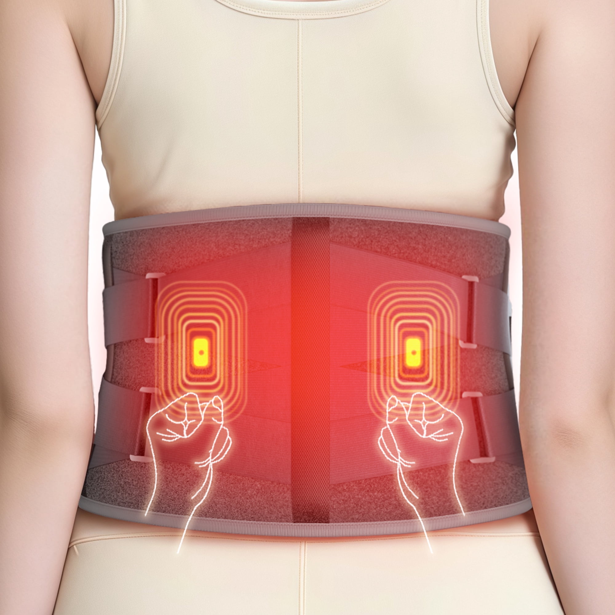 Comfytemp Cordless Heating Pad with Vibrating Massage for Back Pain, Battery Power Waist Belt, Grey