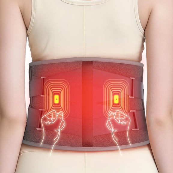 Comfytemp Cordless Heating Pad with Vibrating Massage for Back Pain, Battery Power Waist Belt, Grey