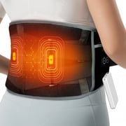 Comfytemp Cordless Heating Pad with Vibrating Massage for Back Discomfort, Battery Power Waist Belt, Gifts for Mom/Dad/Yourself, Black
