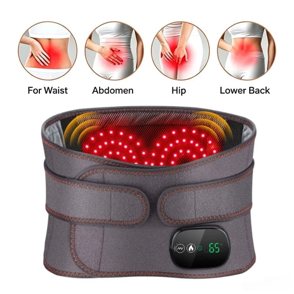 Cordless Heating Pad with Massager for Back 3 Heat & Vibration, Rechargeable Battery, Digital Touch Controller, Gifts for Mom/Dad/Yourself, Gray