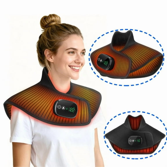 Cordless Heating Shoulder Pad, Portable Shoulder Heating Wrap, Large Area Neck & Shoulder Wrap with 5 Heat Levels & 6 Timers, 4000mAh Battery, 15 Min Auto Shut-Off