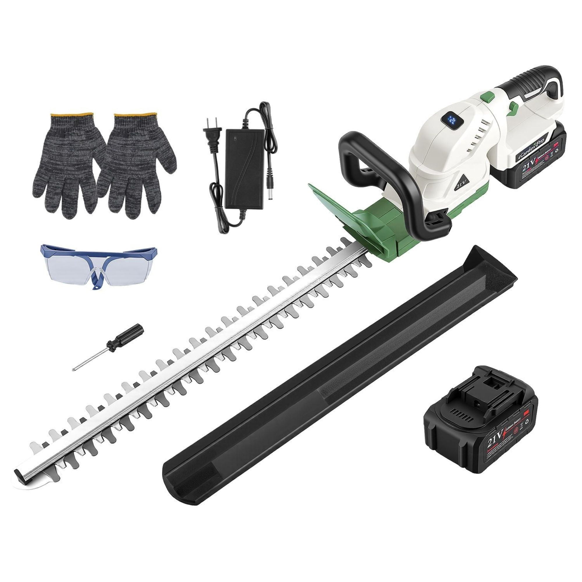 Cordless Hedge Trimmer, 0.6 in Cutting Capacity, Adjustable Handle, Rechargeable 2600mAh