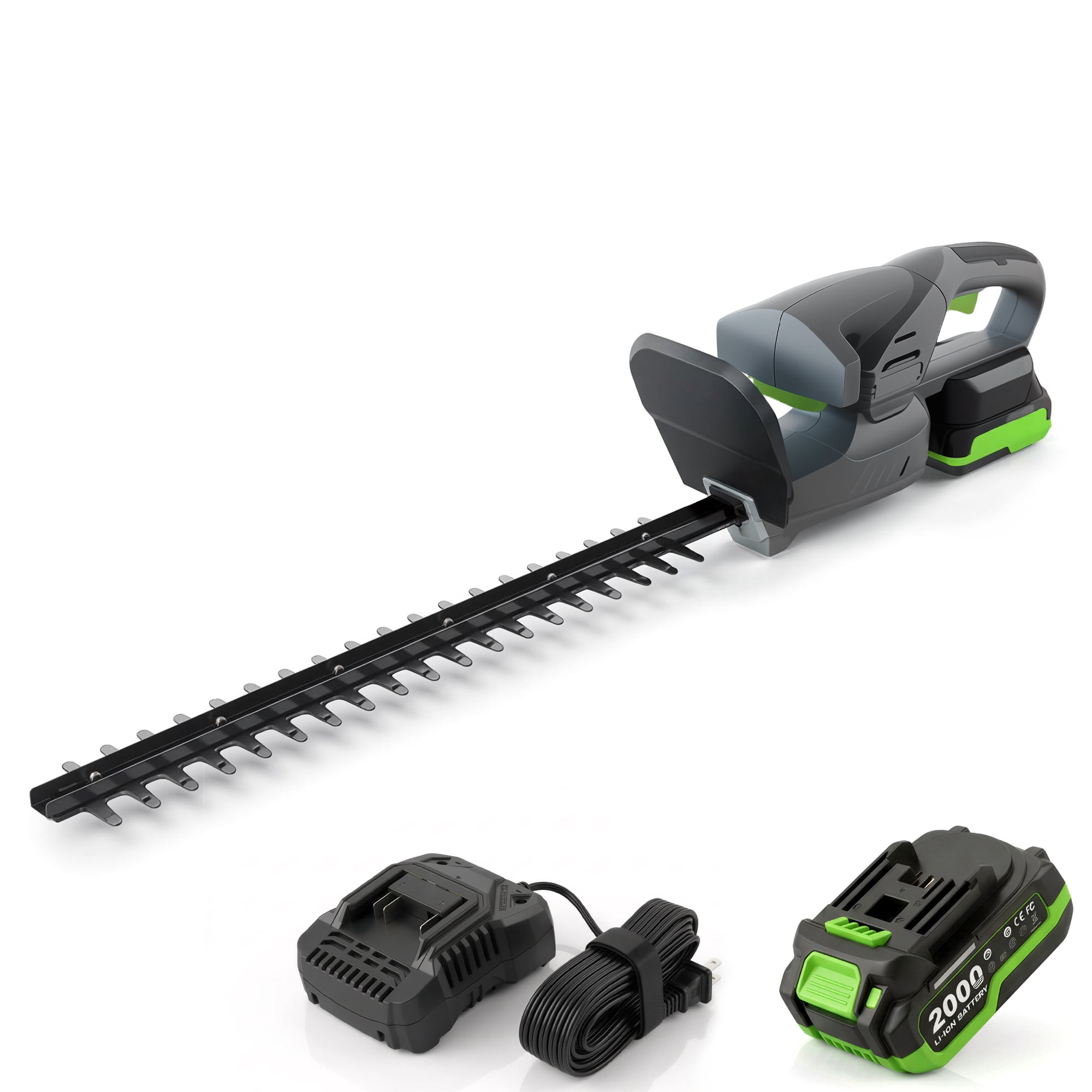 Cordless Hedge Trimmer, 18V 2.0Ah Battery and Charger Included, 17.7 Inch Dual Action Replaceable Carbon Steel Blades, 0.63 in Cut Capacity, 4 Lb Lightweight, Safety Lock, Tip Protector