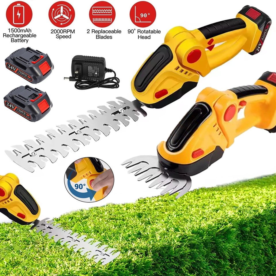 Cordless Hedge Trimmer, 3 in 1 Handheld Electric Grass Trimmer ,  Hedge Shear with 2.0Ah Lithium-Ion Battery for Garden and Lawn Maintenance