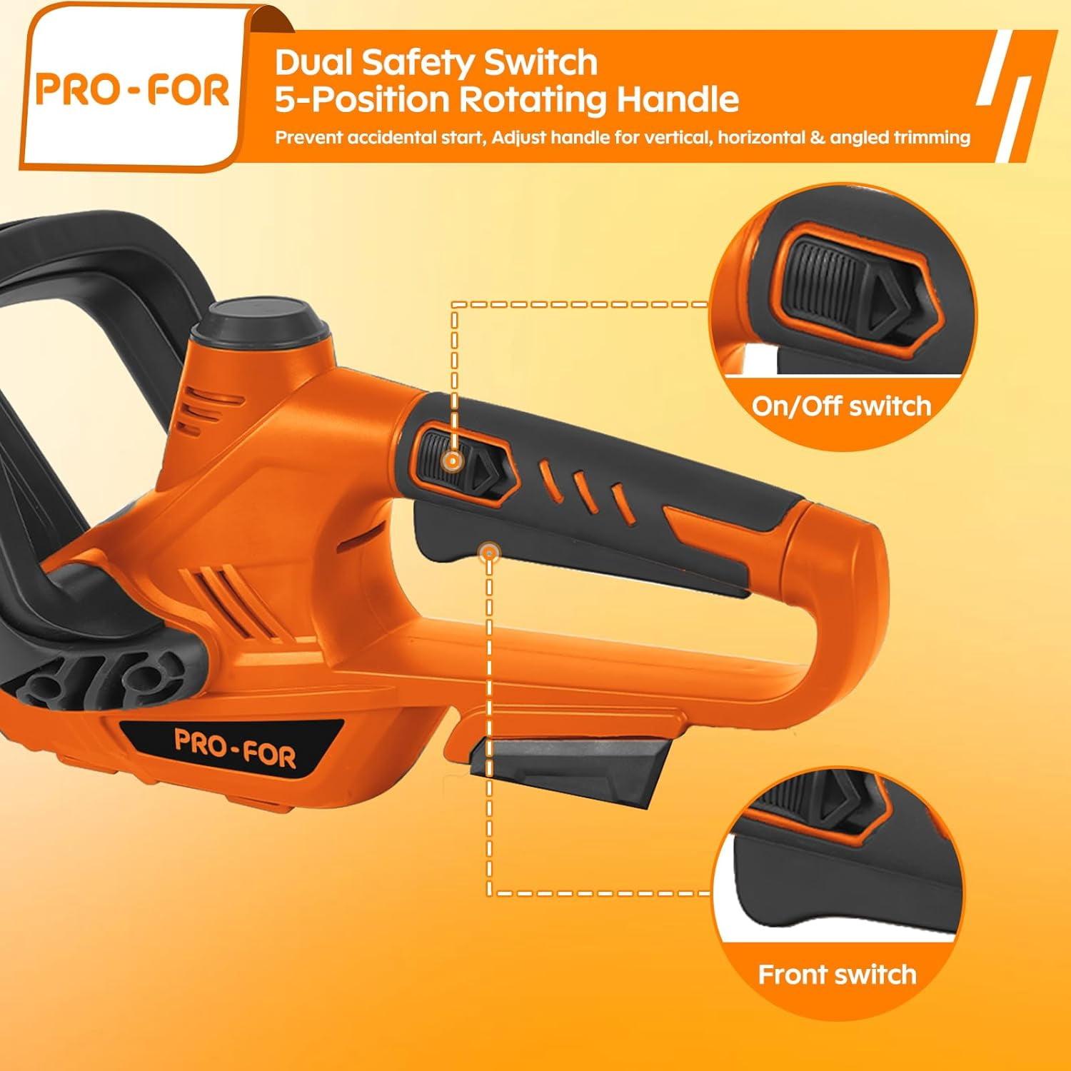 Cordless Hedge Trimmer Compatible with  20V Battery, 22 Inch Dual-Action Blade, Lightweight Electric Bush Trimmer for Garden Maintenance
