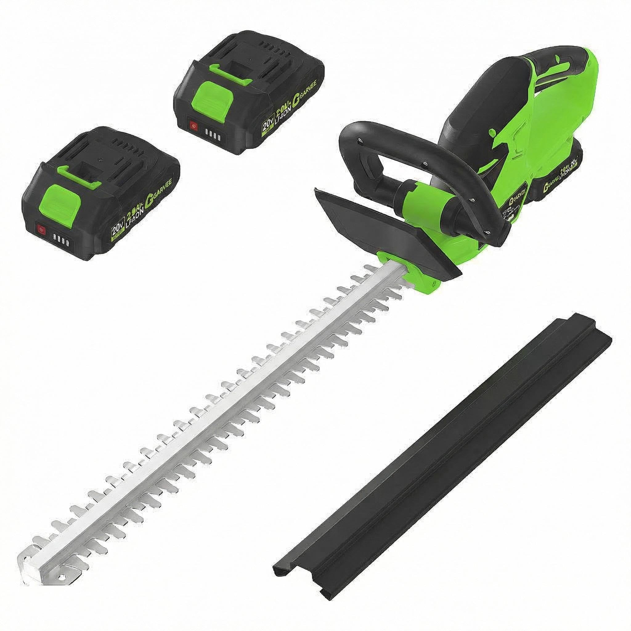 Cordless Hedge Trimmer & Grass Shear, 22" Electric Hedge Cutter with 2×2.0Ah Batteries & Charger, 180° Rotating Head, Lightweight Garden Trimmer for Lawn, Shrubs & Bushes, Green