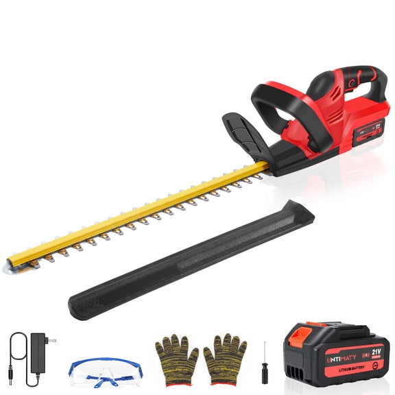 Cordless Hedge Trimmer, UNTIMATY 21V Rechargeable Hedge Trimmer with 22" Double Action Blade, Double Safety Handle, 3.0Ah Battery & Charger, for Shrub Cutting, Trimming
