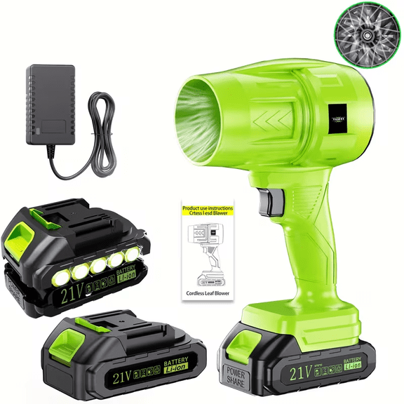 Cordless High Power Handheld Blower, Turbo Fan with Optional Battery & Quick Charger