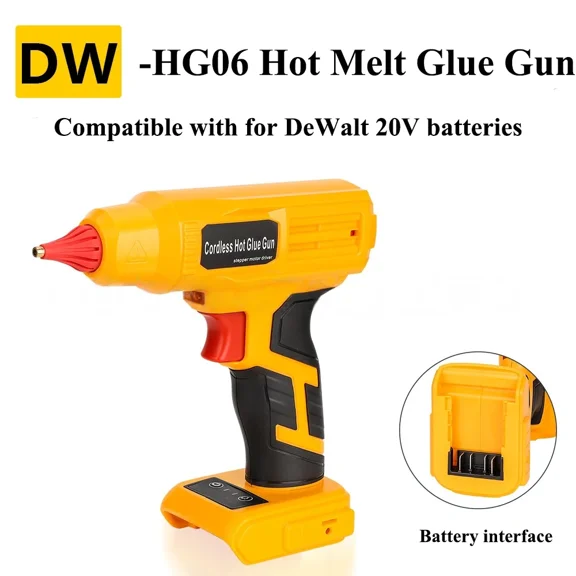 Cordless Hot Glue Gun for De*walt 18V/20V Max Lithium-ion Battery,  Quick Preheat Hot Melt Glue Gun with 10 Pcs Glue Sticks for Arts/Crafts/Diy/Repairs(Tool Only)