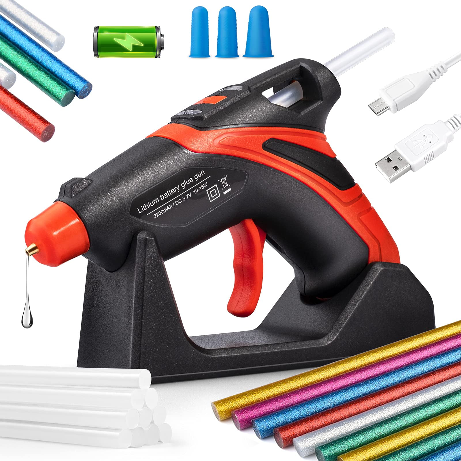 Cordless Hot Glue Gun,Fast Preheating Hot Glue Gun Kit with 30 Pcs Glue Sticks,USB Rechargeable Melt Glue Gun Tools for Quick Home Repairs, Arts, Crafts, DIY and Festival Decorations