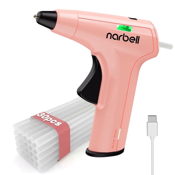 Cordless Hot Glue Gun Kit, 12s Fast Preheating, Anti-drip Nozzle, Hot Melt Glue Gun with 2Ah Battery, Auto Shut-Off, for School Crafts DIY Arts Project Home Repairs Party Decorations, Pink