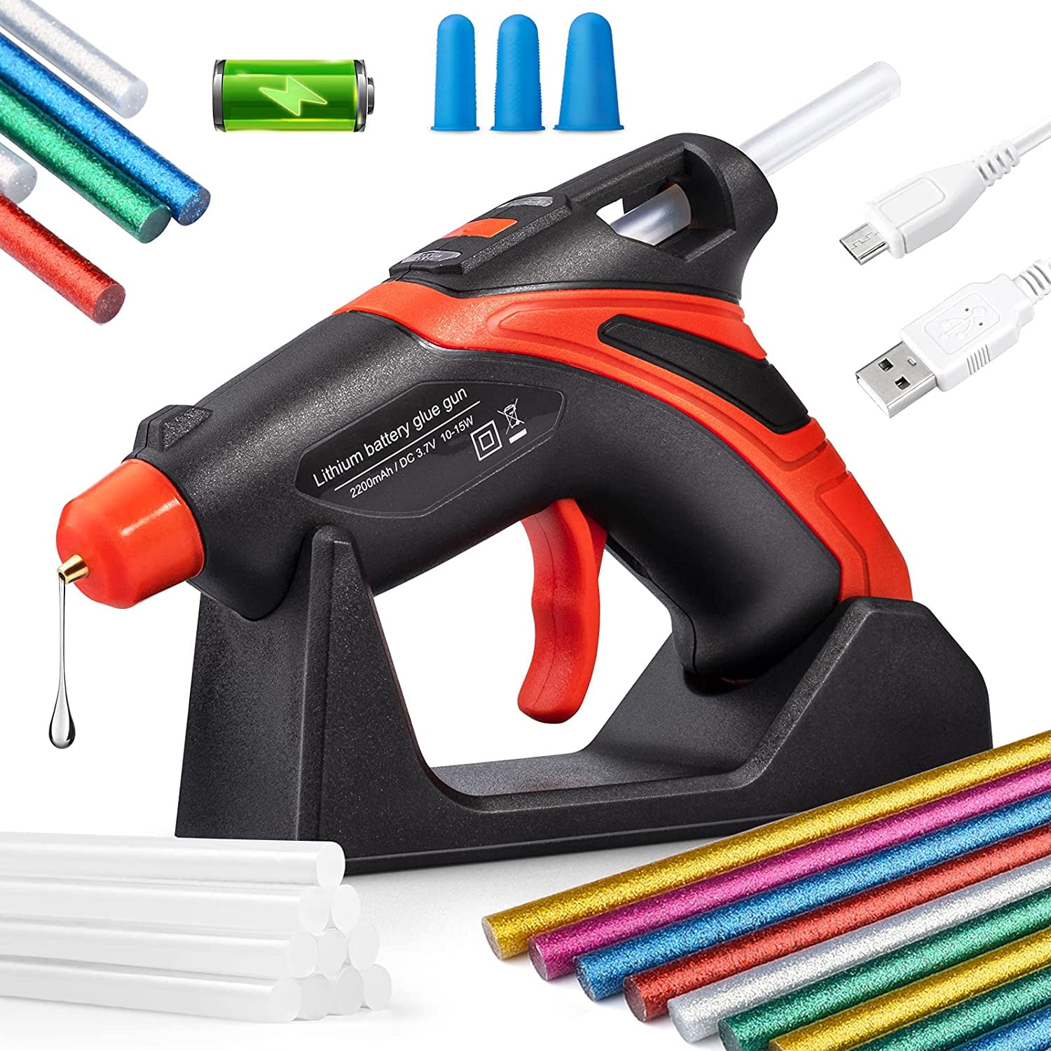 Cordless Hot Glue Gun by GoGonova 15s Fast Preheating Smart Power-Off USB  Chargeable 