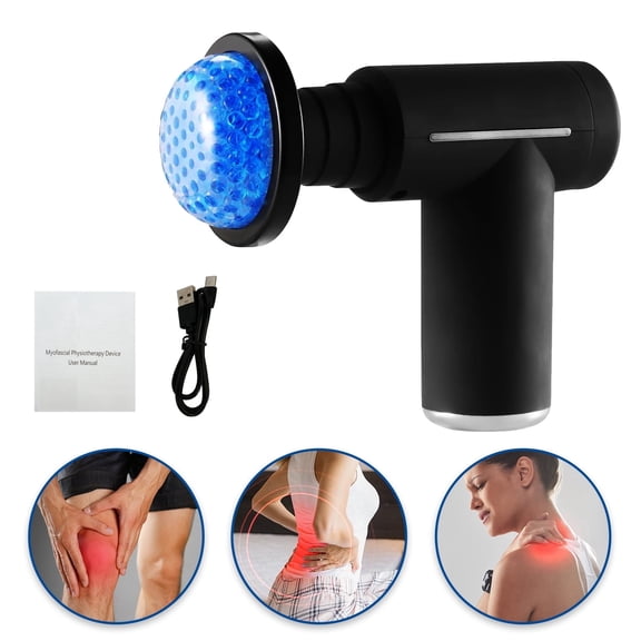 Cordless Hot and Cold Percussion Deep Tissue Massager Gun, 6 Intensity Levels Massager Gun, Black