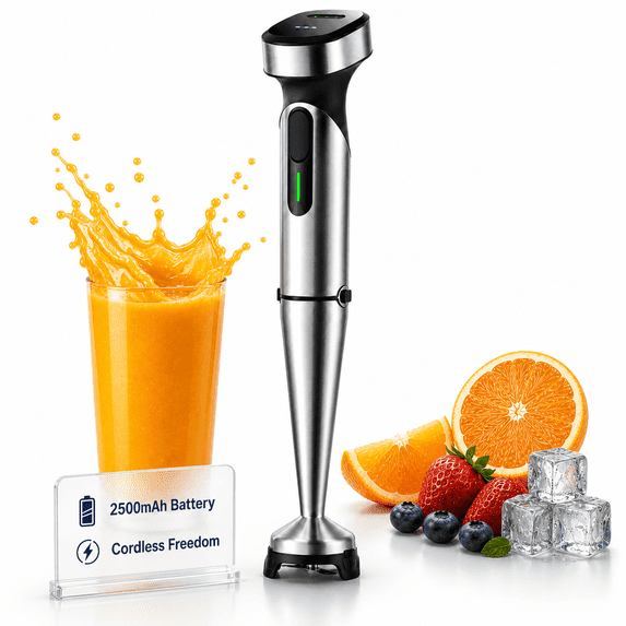 Cordless Immersion Blender, Rechargeable Hand Blender with Type-C Charging, 200W Portable Stick Mixer for Smoothies, Soups, Sauces, Puree and Baby Food