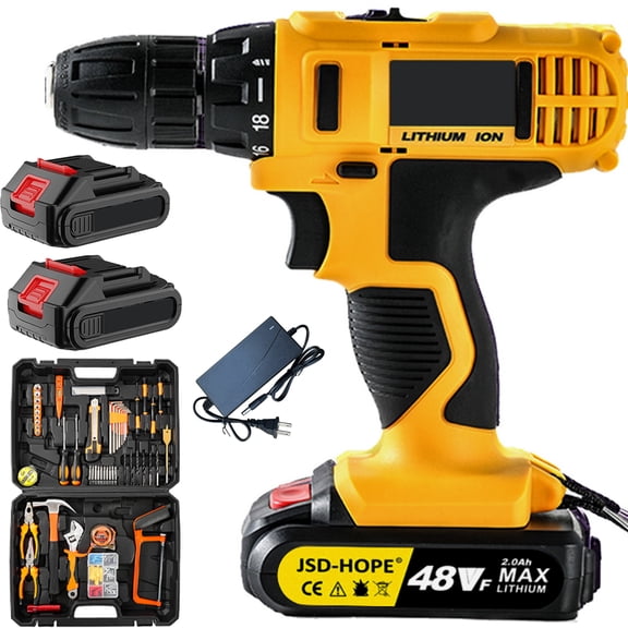 Cordless Impact Drill&Electric Screwdriver 3-in-1 Combo-Multi-Function Rechargeable Hand Drill with Driver/Drilling/Hammer Modes, Essential for Home Toolkits