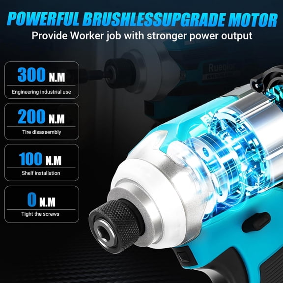 Cordless Impact Driver 1/4 inch for  18v Battery, Brushless Driver 220Ft-lbs(300N.m), 3-Speed Lightweight Power Impact Drivers with LED Light(Tool Only)