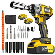 Cordless Impact Wrench 1/2", 20V Powerful Brushless Motor w/ 2-Mode Speed, Power Impact Wrench W/ 5 Sockets,8 Drill,6 Screws, Max Torque 280 ft-lbs (380N.m), Includes 2 x 3.0A Batteries for Home Car