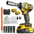 thumbnail image 1 of Cshidworld Cordless Impact Wrench 1/2", 20V Powerful Brushless Motor w/ 2-Mode Speed, Power Impact Wrench W/ 5 Sockets,8 Drill,6 Screws, Max Torque 280 ft-lbs (380N.m), Includes 2 x 3.0A Batteries, 1 of 8