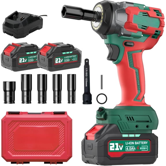 Cordless Impact Wrench 1/2", 650Nm (480Ft.lb) Brushless Impact with 2x4.0Ah and , Impact Driver for /, 6 Sockets & Toolbox