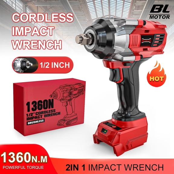 Cordless Impact Wrench 1/2 Compatible with Milwaukee 18v Battery(Bare Tool), 1000FT-LBS High Torque Impact Driver, Electric Impact Gun with LED Light, Variable Speeds, 4-Speed Control