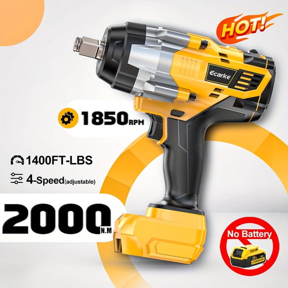 Cordless Impact Wrench 1/2" for DeWalt 20V Battery, 1400 Ft-lbs (2000 Nm) High Torque Impact Driver, Brushless Electric Impact Gun with 4 Modes & LED Light for Car, Truck, MowerNO BATTERY)