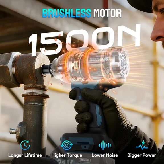 Cordless Impact Wrench 1/2 Inch, 1500 N.m/1106ft-lbs Brushless Impact Wrench Gun Compatible with Battery (No Battery), Electric Power Impact Driver for Car Home