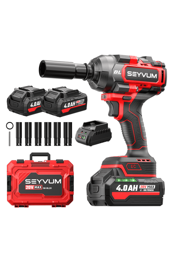 Cordless Impact Wrench 1/2 Inch, 900Ft-lbs (1200N.m) Brushless Impact Gun, 20V High Torque Power Impact Driver, 3500RPM w/ 2x 4.0 Battery, 3 Variable Speeds for Car/Truck RV/Mower