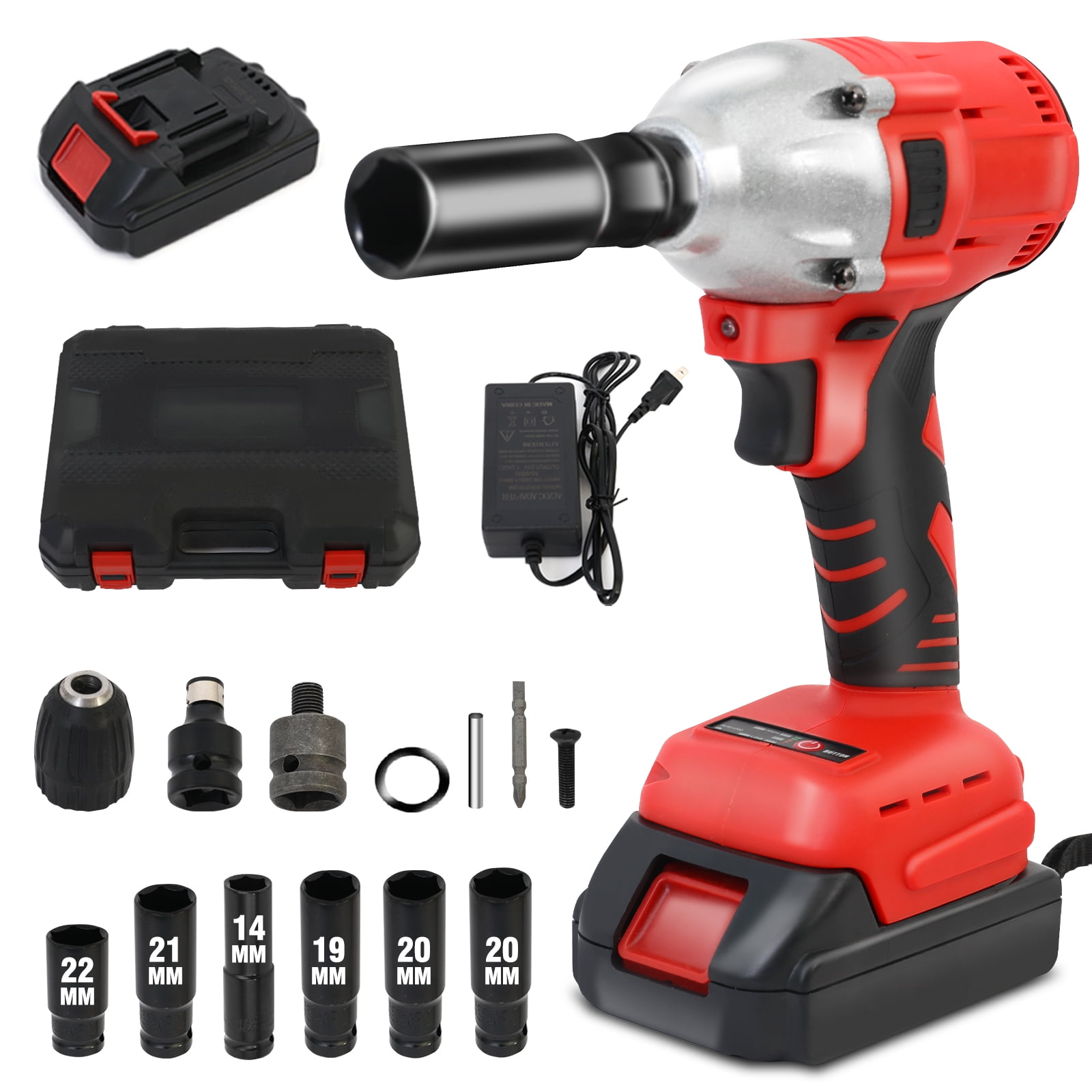Cordless Impact Wrench, 1/2 inch Brushless Impact Gun, Max Torque 350 Ft-lbs, High Efficiency Brushless Motor with Fast Charger and Battery