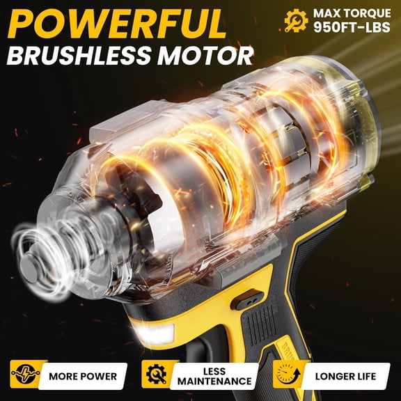 Cordless Impact Wrench 1/2 inch for Dewalt 20V Battery