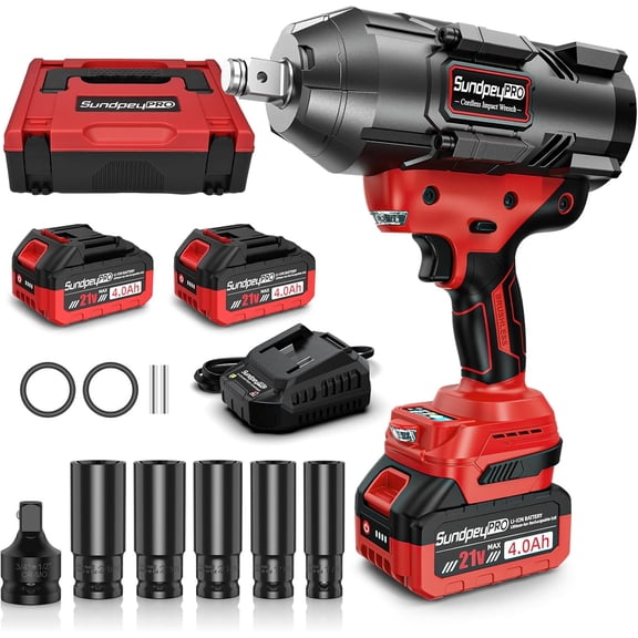 Cordless Impact Wrench 1600Ft - lbs - 2100Nm High Torque Impact Gun with 2 * 4.0Ah Battery - 3/4 Inch Brushless Impact Driver with 3/4