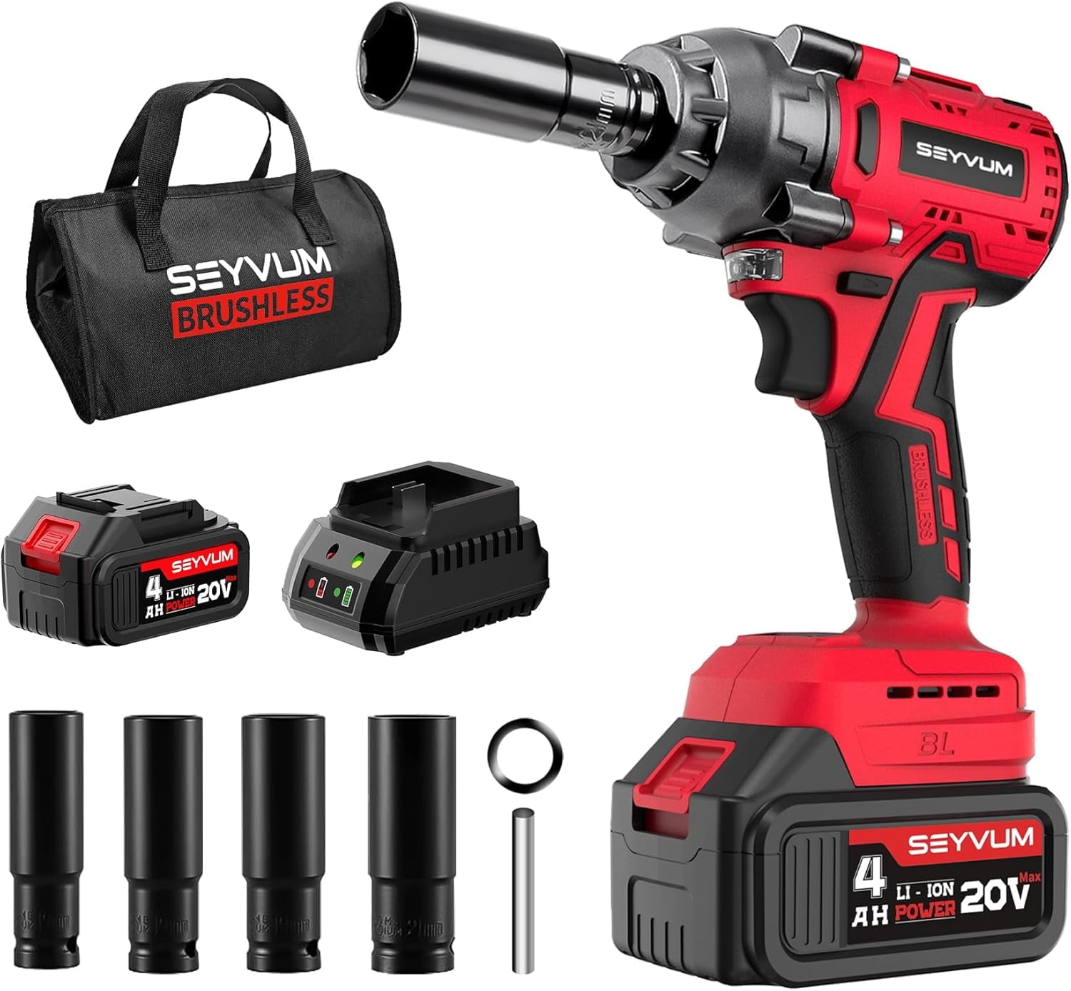20V Cordless Impact Wrench & Driver Kit: Compact 1/2-Inch Electric Impact Wrench with 4.0Ah Li-Ion Battery, Fast Charger, 320 Ft-lbs (430 N.m) & 4 Sockets for Car & Home