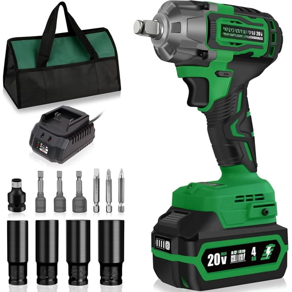 Cordless Impact Wrench, 400Ft-lbs (540N.m) Torque, 1/2 Impact w/Brushless , Compatible with Makita 18V , , 4 Sockets, Socket , Nut Bits and Tool Bag