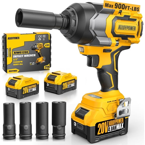 Cordless Impact Wrench, 900Ft - lbs (1200N.m) 1/2