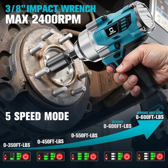 Cordless Impact Wrench Compatible with 18VBattery, 3/8" 600Ft-lbs (700Nm), Brushless Electric Impact Driver, 2400 RPM, LED Light Compact, Light-Duty, No Battery Included