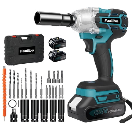 Cordless Impact Wrench High Torque, Impact Gun w/Two 4.0AH Battery,Fast Charger, 5 Sockets & Storage Case, Electric Impact Wrench for Car Truck