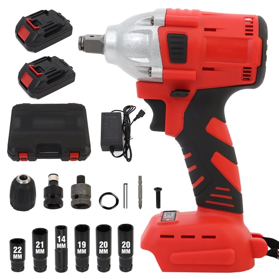 Cordless Impact Wrench, Max Torque 350 Ft-lbs, 1/2 inch Brushless Impact Gun, High Efficiency Brushless Motor with Fast Charger and Battery