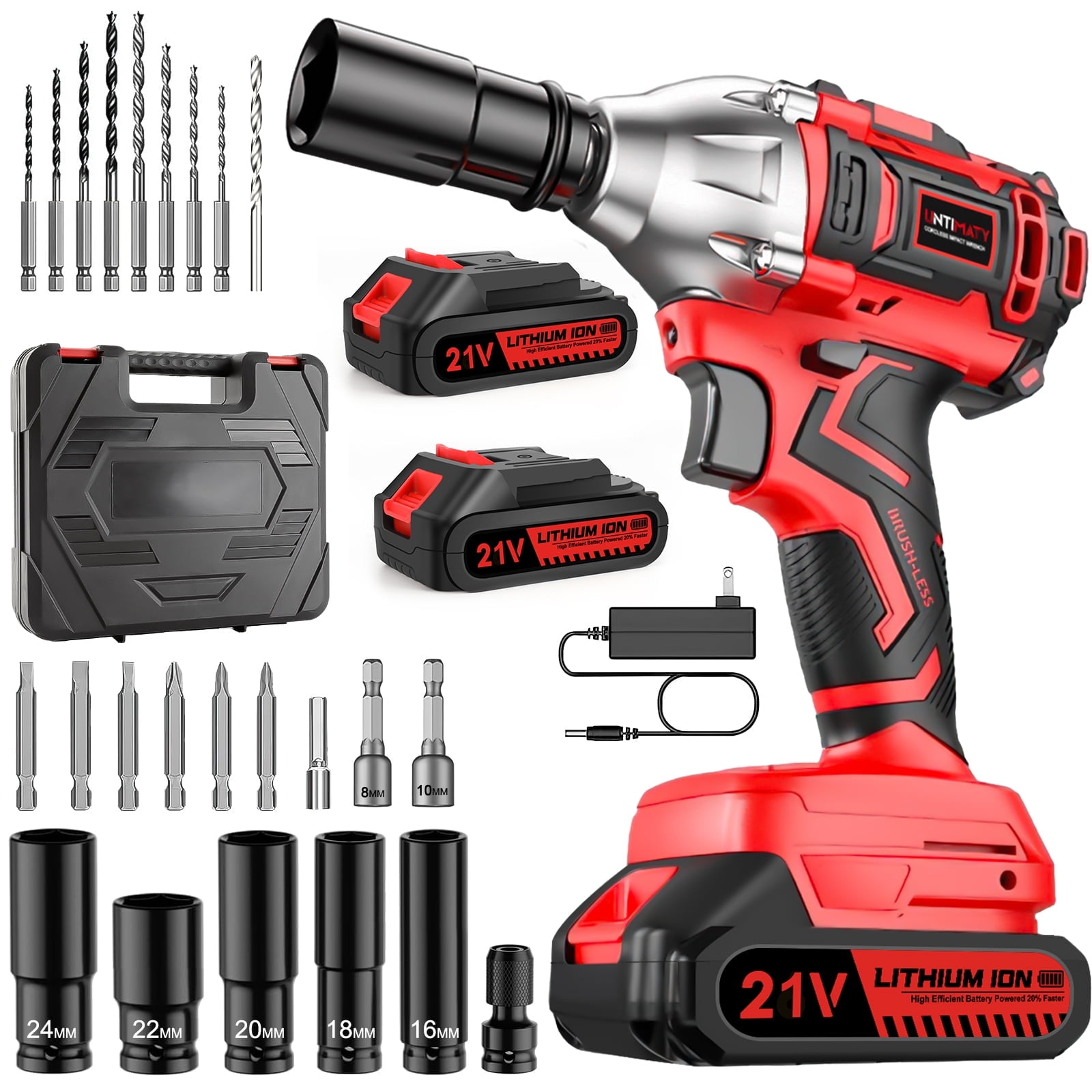 Walmart Deals of SMART 1/2 inch Cordless Impact Wrench Kit, 350 Ft-lbs, 20V, 2x2.0Ah Battery, 7 Sockets