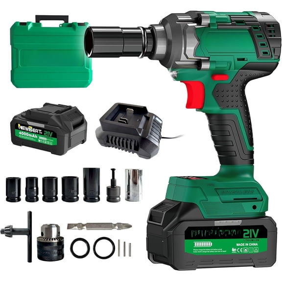 Cordless Impact Wrench Set - 1/2 inch Impact , Power Impact Driver Torque 550 N.m, 21V Brushless, 2*4.0Ah , 2400 RPM Variable Speeds for DIY,