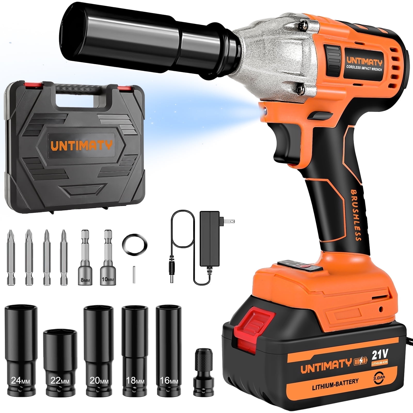 Walmart Deal of UNTIMATY 1/2 inch Cordless Impact Wrench Kit, 21V Brushless Motor with 3.0Ah Battery