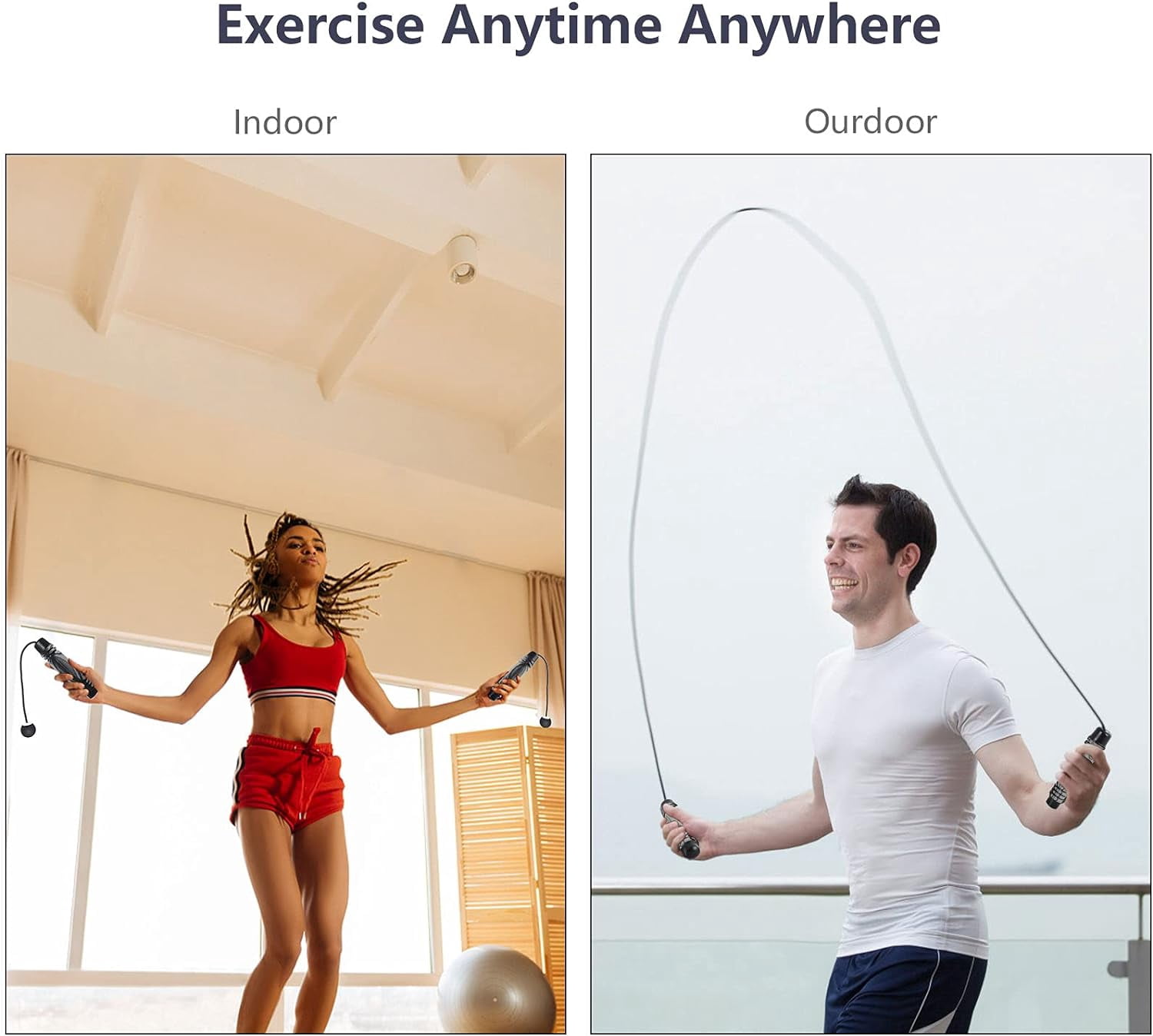 Cordless Jump Rope, Fitness Training, with Ball Bearings and Extra ...