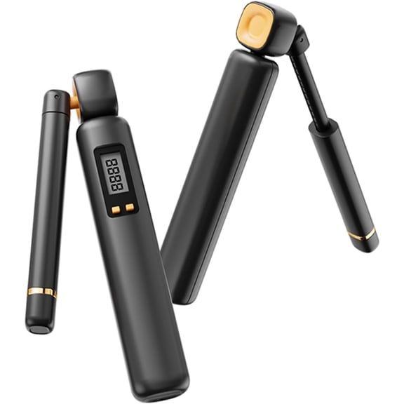 Cordless Jump Rope with Counter - Adjustable Length Ropeless Weighted Jump Rope with LCD Display, Count, Miles, Calories, Km Record